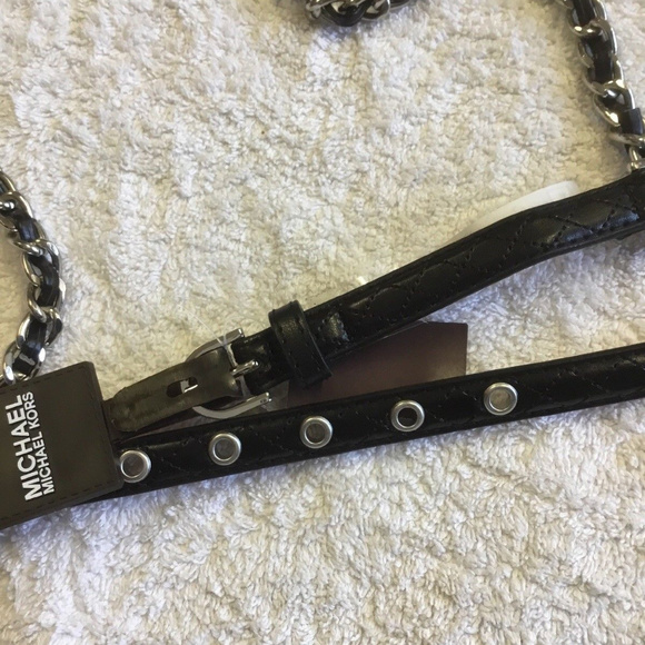 Michael Kors Hamilton Silver Chain/Black Faux Leat main image 4